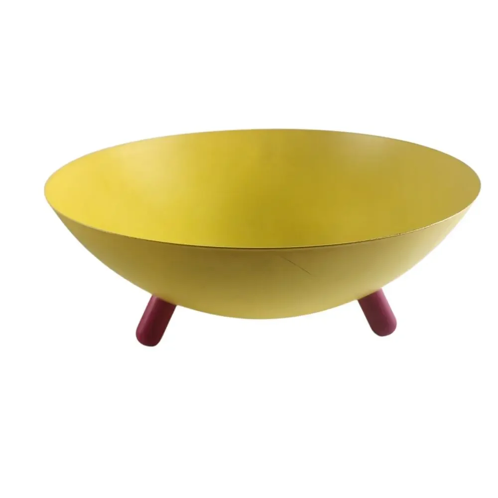 Ikea Postmodern Swedish PS Series Yellow Pink Tripped Metal Bowl Old Wihlborg